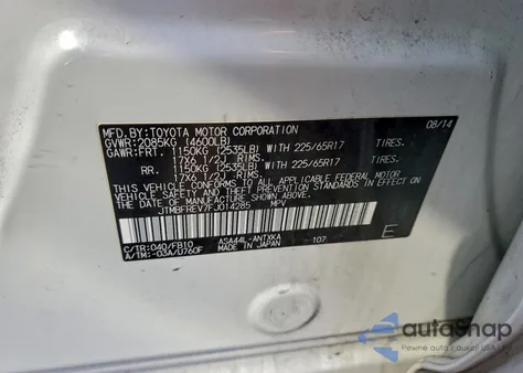 2015 Toyota Rav4 Le из США, поврежденный, VIN JTMBFREV7FJ014285